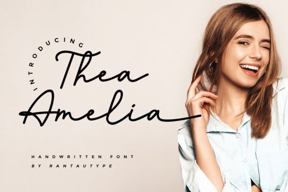 Thea Amelia Script Handwritten Font for Editorial Design